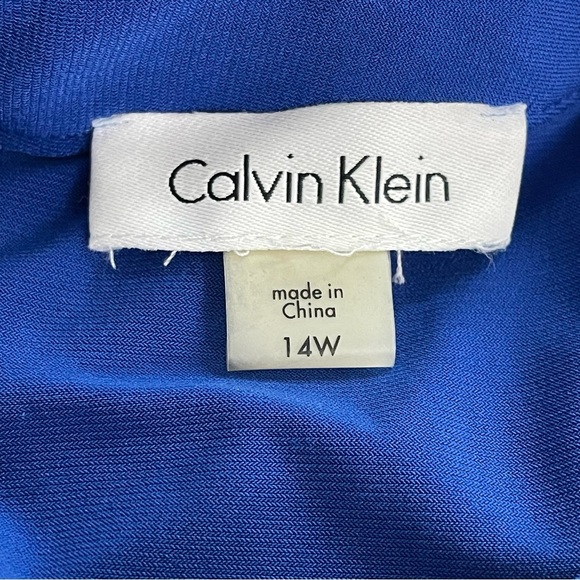 Calvin Klein | Royal Blue Silvertone Collar Drape Cocktail Dress New - Picture 7 of 10